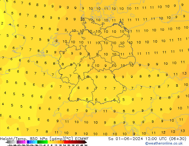 Z500/Rain (+SLP)/Z850 ECMWF  01.06.2024 12 UTC