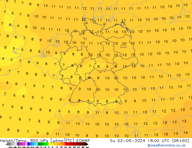 Z500/Rain (+SLP)/Z850 ECMWF Dom 02.06.2024 18 UTC