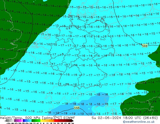 Z500/Rain (+SLP)/Z850 ECMWF Dom 02.06.2024 18 UTC