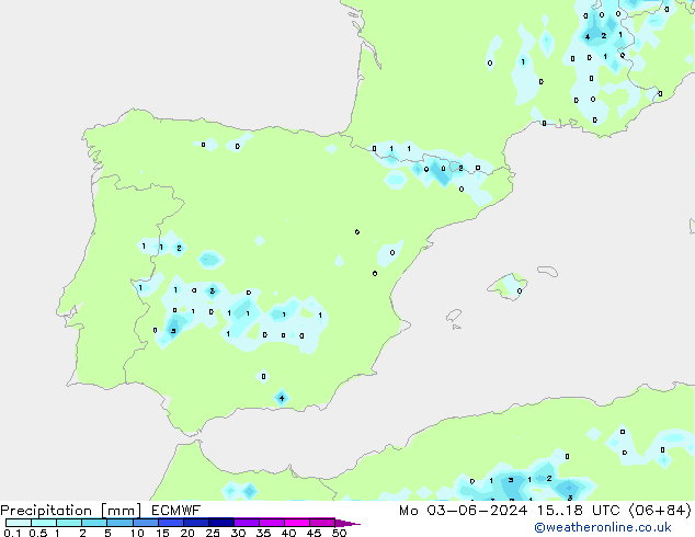 Precipitation ECMWF Mo 03.06.2024 18 UTC