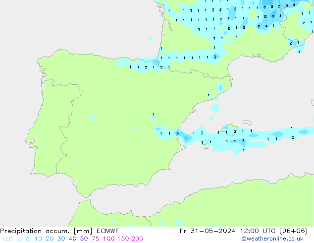 Precipitation accum. ECMWF  31.05.2024 12 UTC