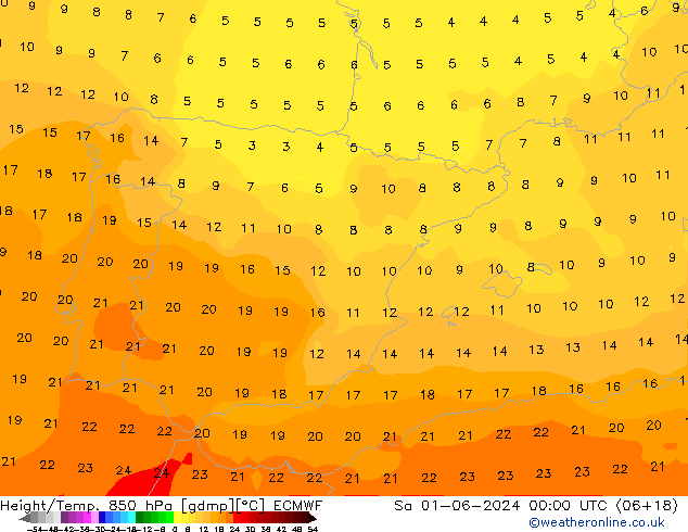 Z500/Yağmur (+YB)/Z850 ECMWF Cts 01.06.2024 00 UTC