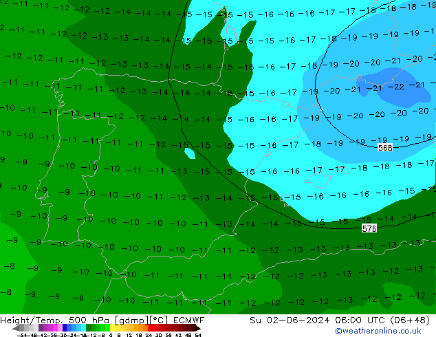 Z500/Rain (+SLP)/Z850 ECMWF Su 02.06.2024 06 UTC