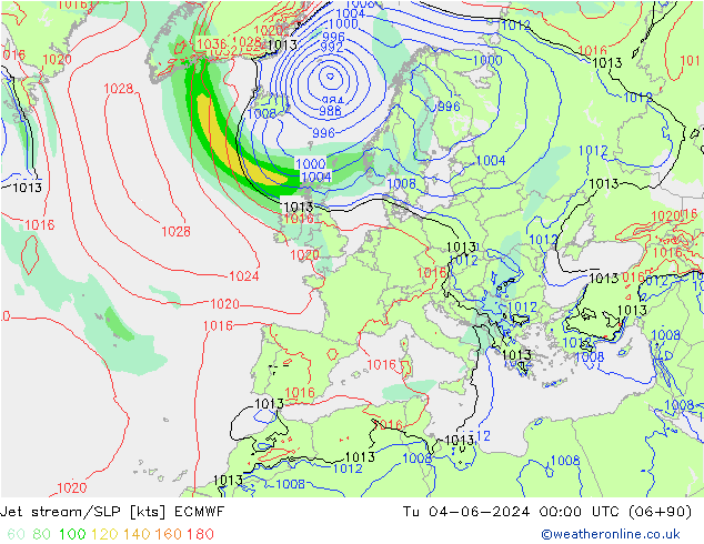 Corriente en chorro ECMWF mar 04.06.2024 00 UTC