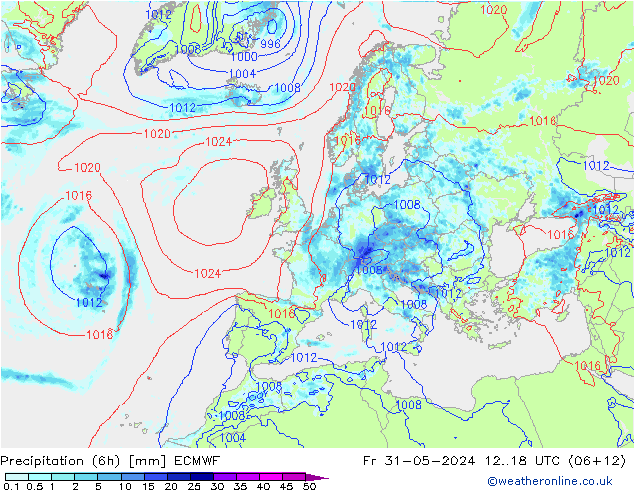 Z500/Rain (+SLP)/Z850 ECMWF Fr 31.05.2024 18 UTC