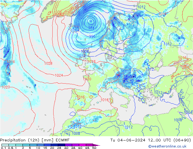 Yağış (12h) ECMWF Sa 04.06.2024 00 UTC