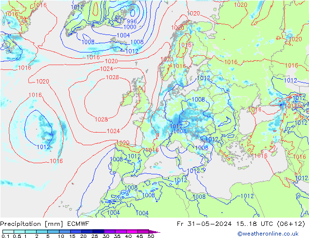 Precipitation ECMWF Fr 31.05.2024 18 UTC