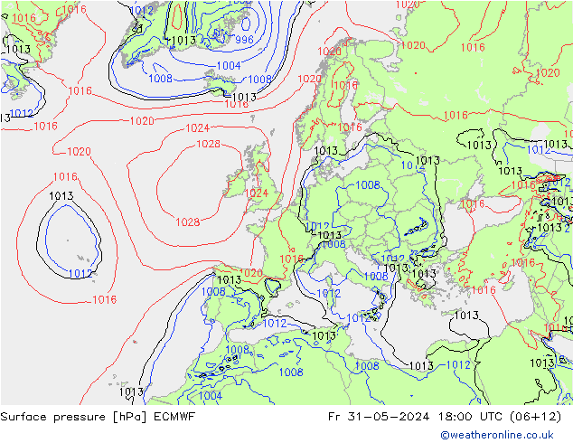 Surface pressure ECMWF Fr 31.05.2024 18 UTC