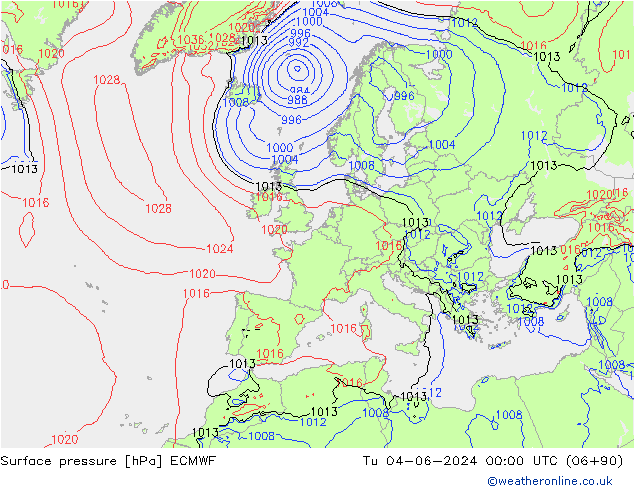 Luchtdruk (Grond) ECMWF di 04.06.2024 00 UTC