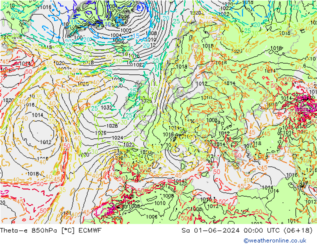 Theta-e 850hPa ECMWF Cts 01.06.2024 00 UTC