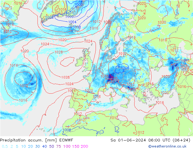 Precipitation accum. ECMWF  01.06.2024 06 UTC