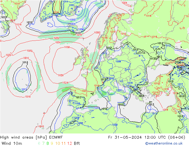 High wind areas ECMWF пт 31.05.2024 12 UTC