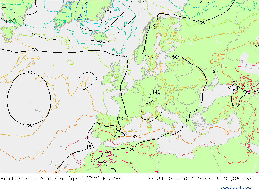 Height/Temp. 850 hPa ECMWF pt. 31.05.2024 09 UTC