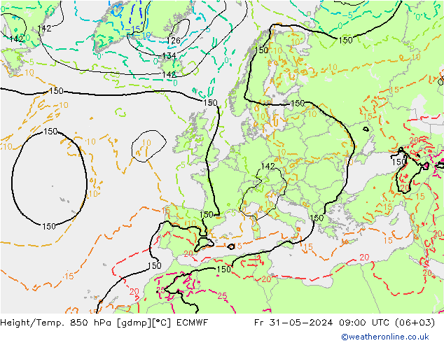 Height/Temp. 850 hPa ECMWF Fr 31.05.2024 09 UTC