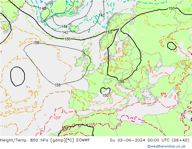 Z500/Regen(+SLP)/Z850 ECMWF zo 02.06.2024 00 UTC