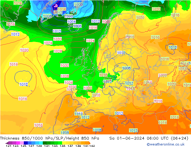 Thck 850-1000 hPa ECMWF so. 01.06.2024 06 UTC