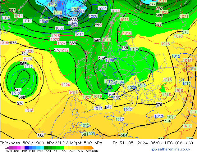 Thck 500-1000hPa ECMWF Sex 31.05.2024 06 UTC