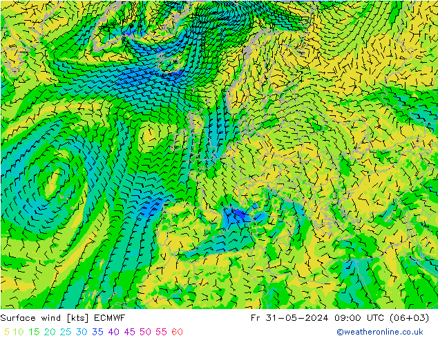 风 10 米 ECMWF 星期五 31.05.2024 09 UTC