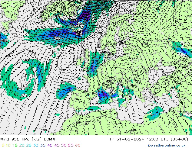 风 950 hPa ECMWF 星期五 31.05.2024 12 UTC