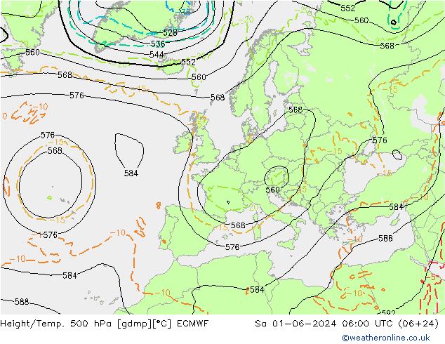 Z500/Rain (+SLP)/Z850 ECMWF sab 01.06.2024 06 UTC