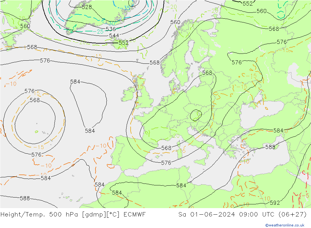 Height/Temp. 500 hPa ECMWF  01.06.2024 09 UTC