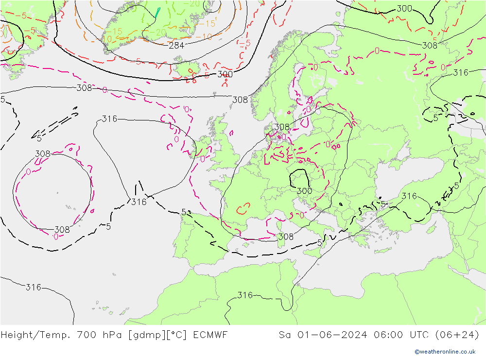 Yükseklik/Sıc. 700 hPa ECMWF Cts 01.06.2024 06 UTC