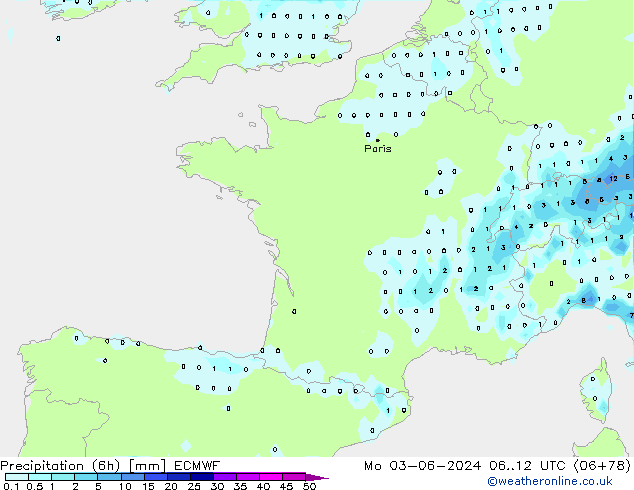 Z500/Rain (+SLP)/Z850 ECMWF пн 03.06.2024 12 UTC