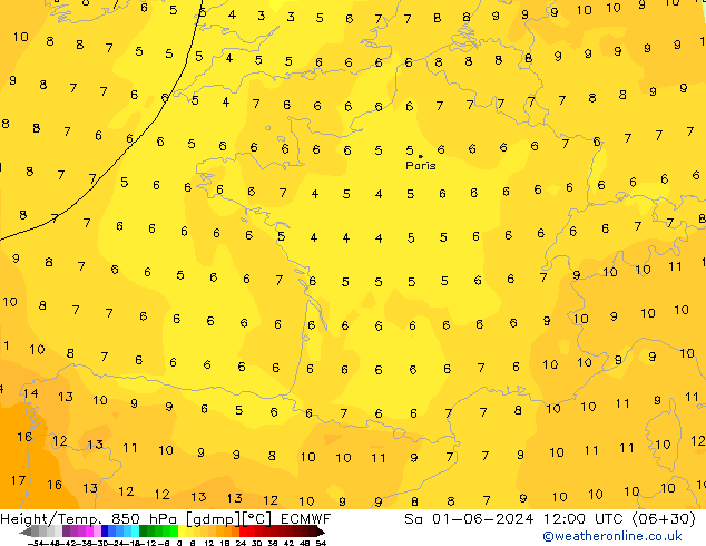 Z500/Rain (+SLP)/Z850 ECMWF sam 01.06.2024 12 UTC