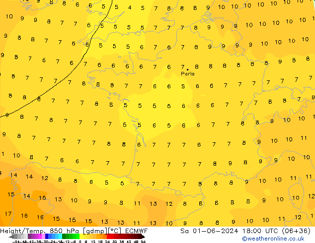 Z500/Yağmur (+YB)/Z850 ECMWF Cts 01.06.2024 18 UTC