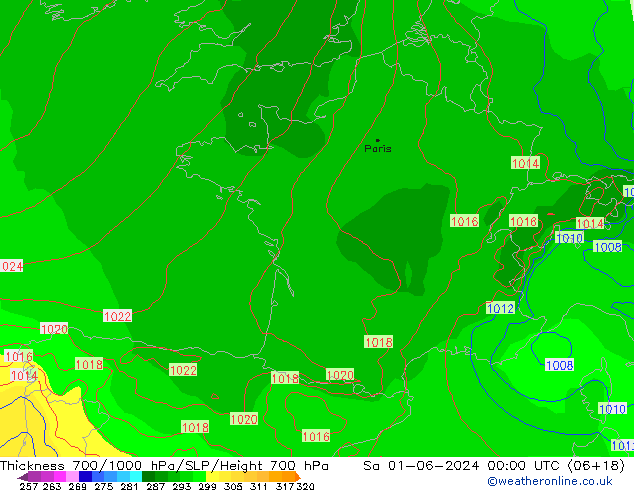 700-1000 hPa Kalınlığı ECMWF Cts 01.06.2024 00 UTC