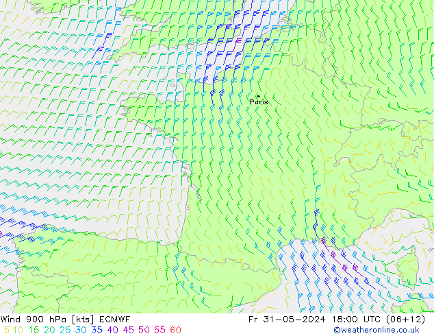 Vent 900 hPa ECMWF ven 31.05.2024 18 UTC