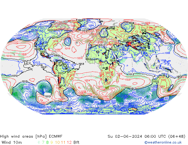 High wind areas ECMWF Ne 02.06.2024 06 UTC