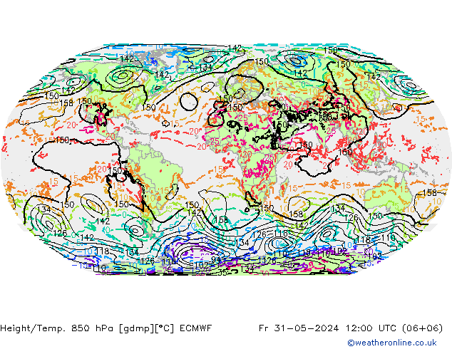 Z500/Rain (+SLP)/Z850 ECMWF Pá 31.05.2024 12 UTC