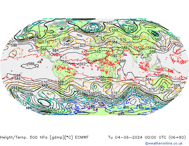 Yükseklik/Sıc. 500 hPa ECMWF Sa 04.06.2024 00 UTC