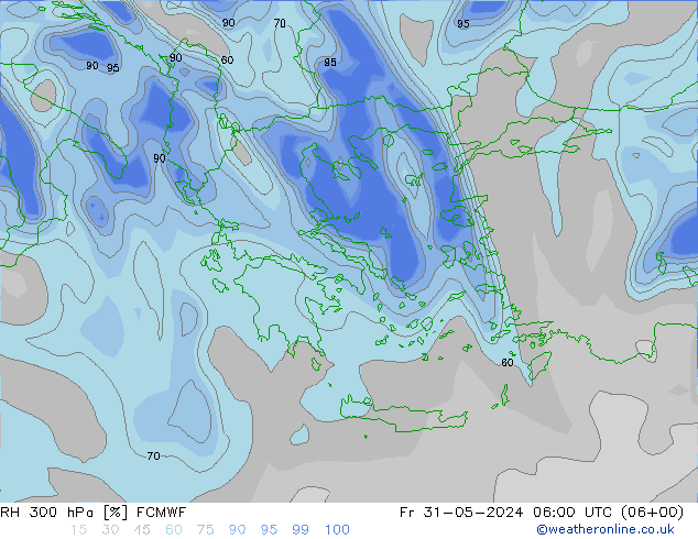 RH 300 hPa ECMWF Fr 31.05.2024 06 UTC