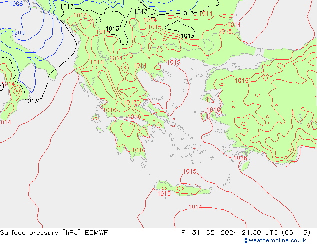 ciśnienie ECMWF pt. 31.05.2024 21 UTC