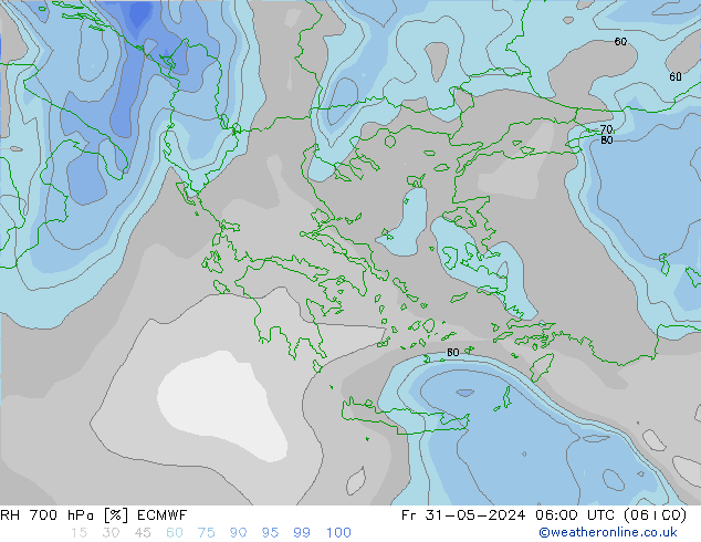 RH 700 hPa ECMWF  31.05.2024 06 UTC