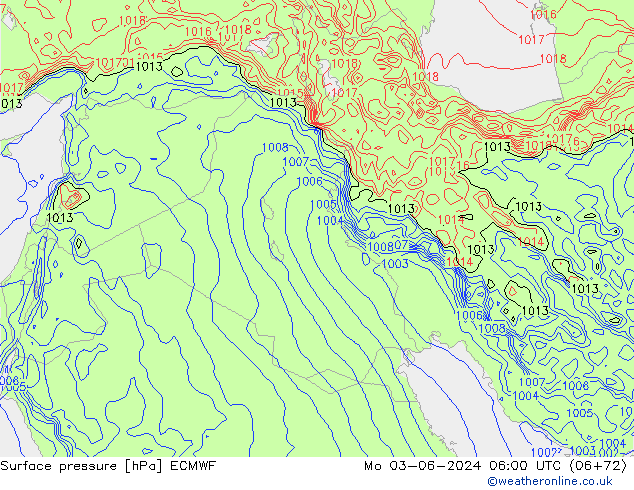 ciśnienie ECMWF pon. 03.06.2024 06 UTC