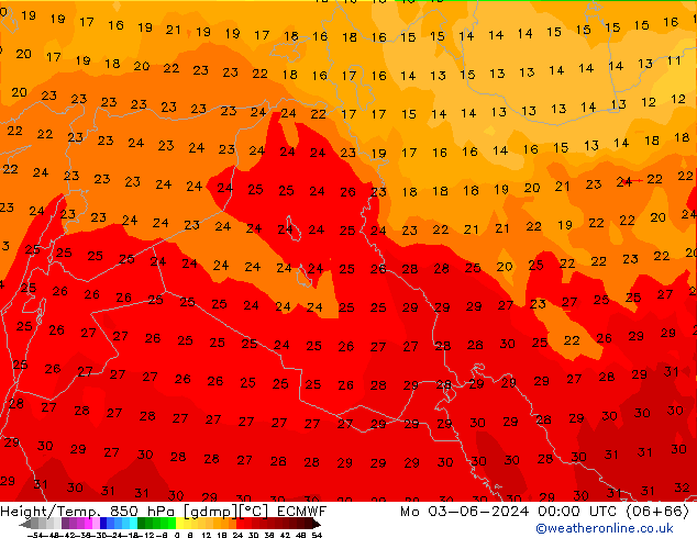 Z500/Rain (+SLP)/Z850 ECMWF lun 03.06.2024 00 UTC