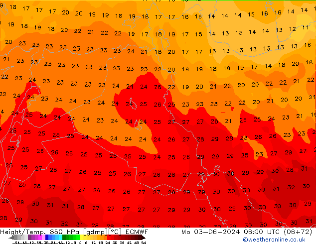 Z500/Rain (+SLP)/Z850 ECMWF Mo 03.06.2024 06 UTC