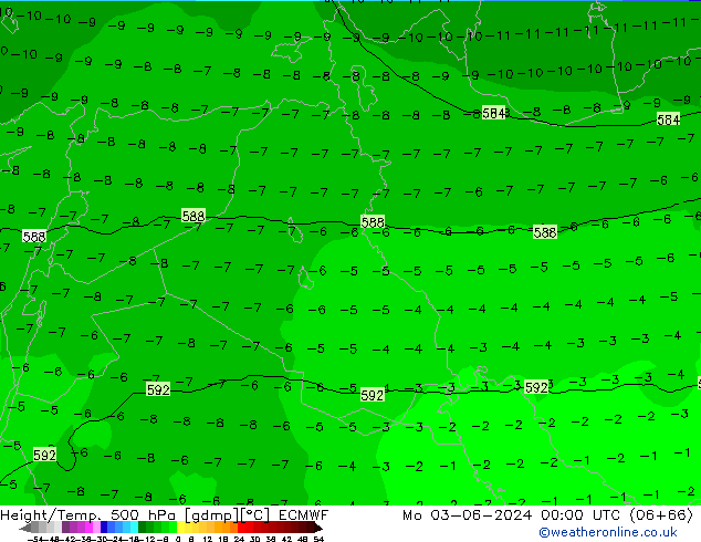 Z500/Rain (+SLP)/Z850 ECMWF lun 03.06.2024 00 UTC