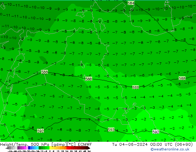 Height/Temp. 500 hPa ECMWF Di 04.06.2024 00 UTC