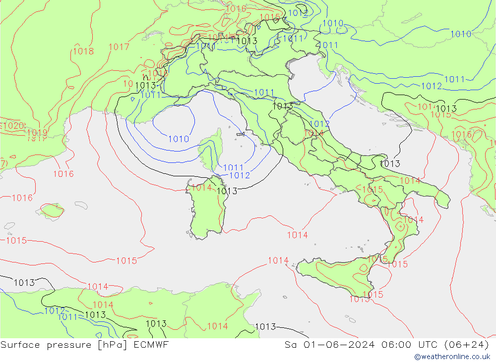 pression de l'air ECMWF sam 01.06.2024 06 UTC