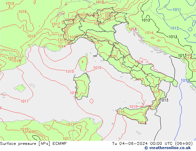 приземное давление ECMWF вт 04.06.2024 00 UTC