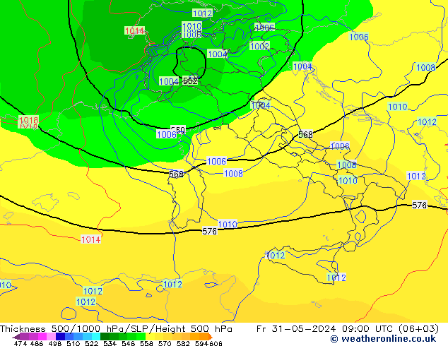 500-1000 hPa Kalınlığı ECMWF Cu 31.05.2024 09 UTC