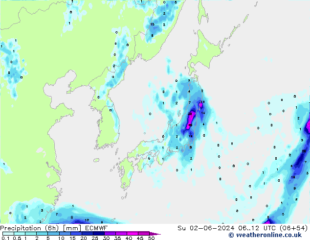 Precipitação (6h) ECMWF Dom 02.06.2024 12 UTC