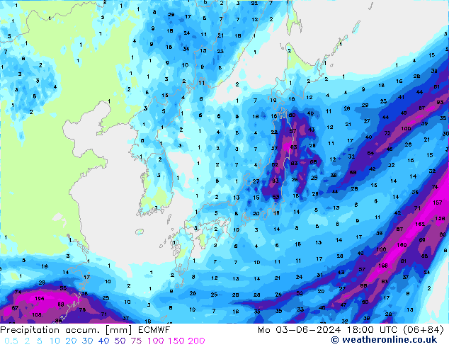 Toplam Yağış ECMWF Pzt 03.06.2024 18 UTC