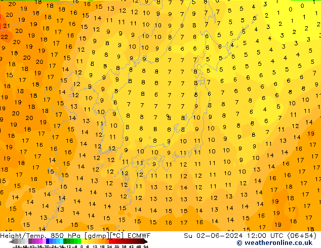 Z500/Rain (+SLP)/Z850 ECMWF dim 02.06.2024 12 UTC