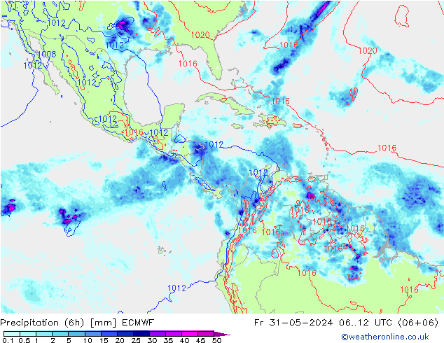 Z500/Rain (+SLP)/Z850 ECMWF Fr 31.05.2024 12 UTC