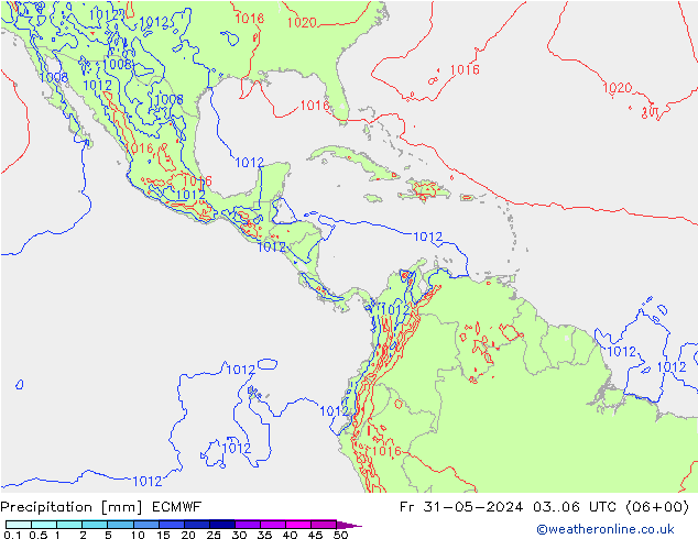 Srážky ECMWF Pá 31.05.2024 06 UTC